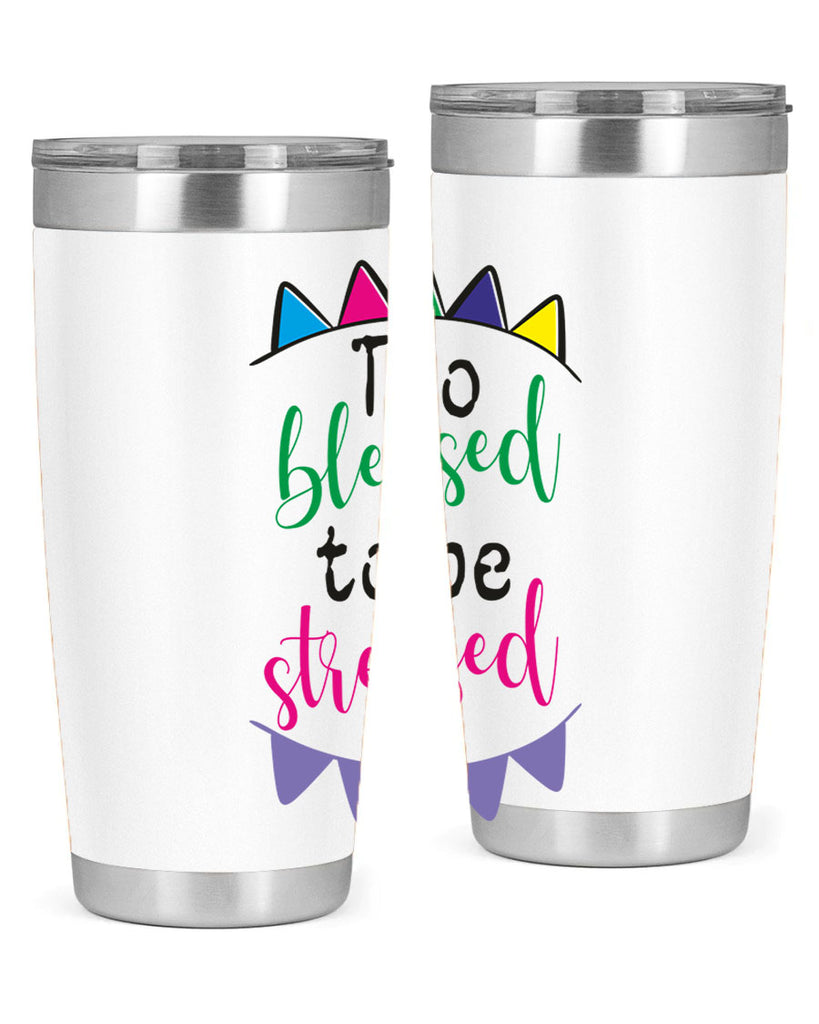 too blessed to be stressed- black words phrases- Cotton Tank