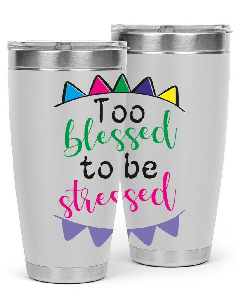 too blessed to be stressed- black words phrases- Cotton Tank