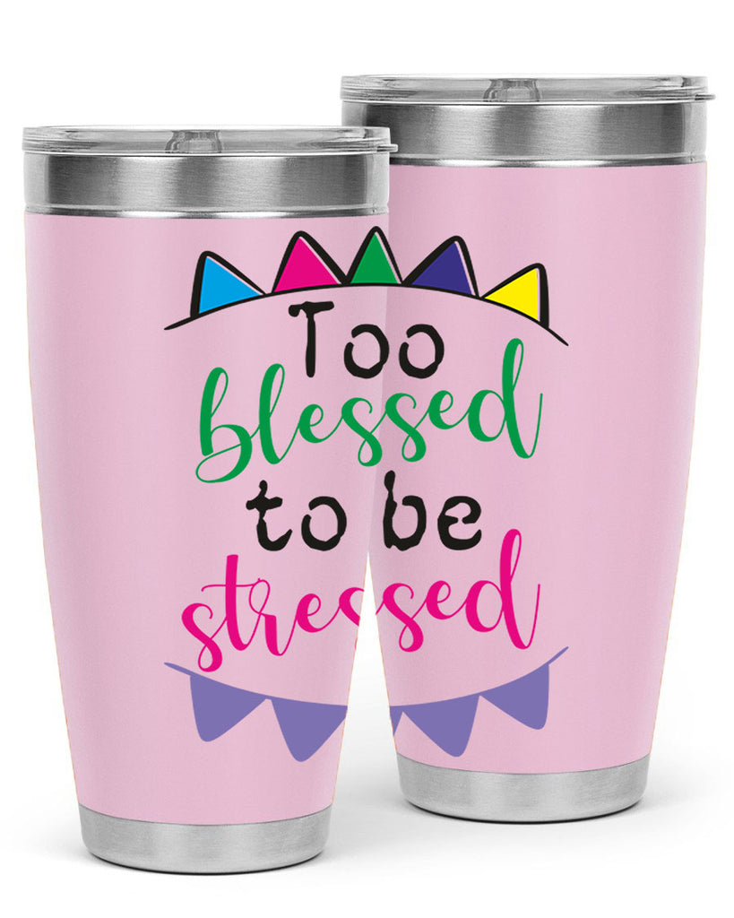 too blessed to be stressed- black words phrases- Cotton Tank