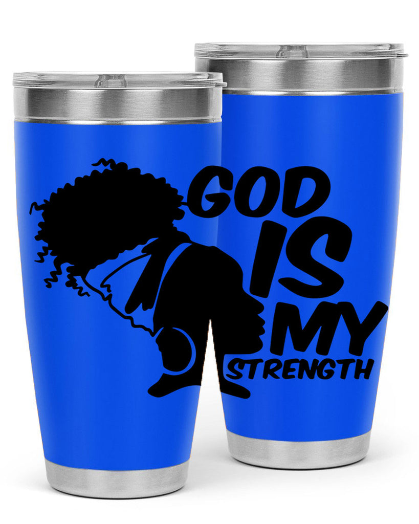 god is my strength- black words phrases- Cotton Tank