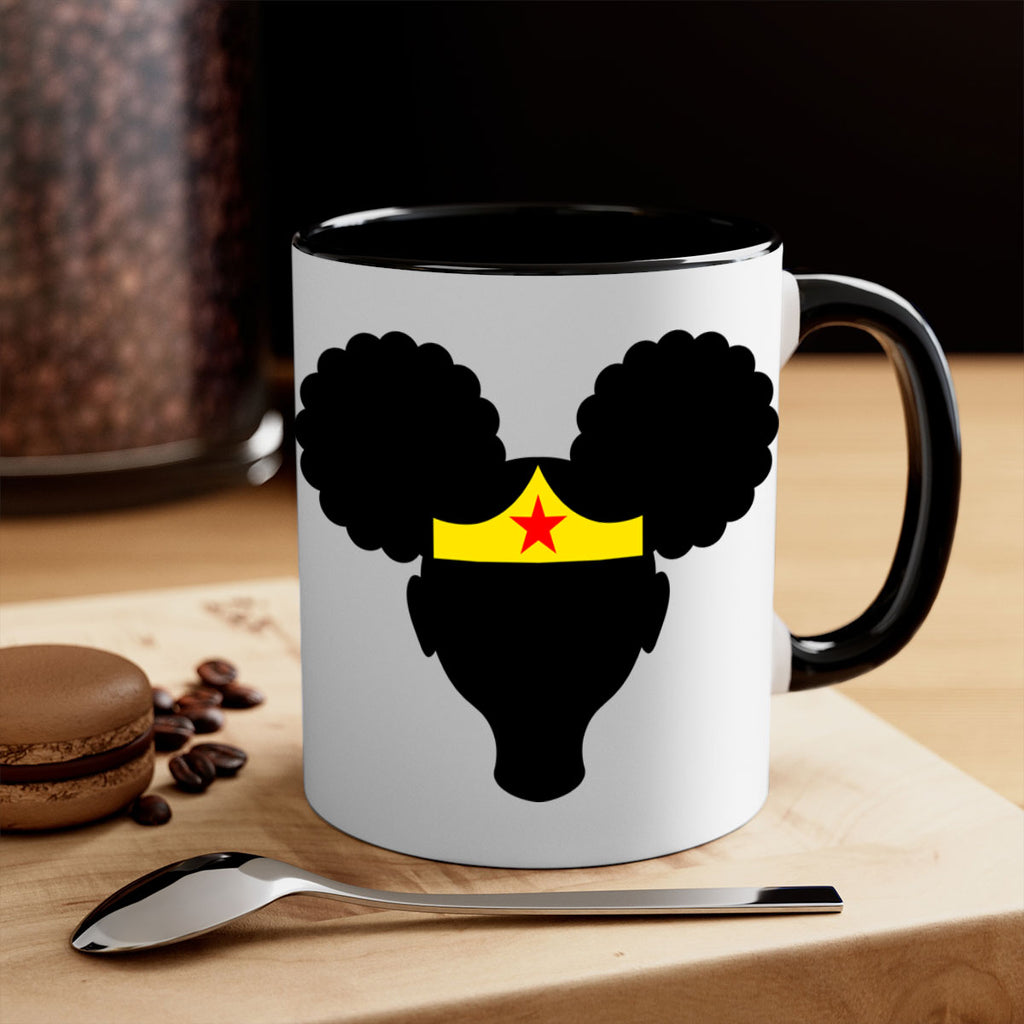 afro puffs girl wonder woman 78#- Black women - Girls-Mug / Coffee Cup