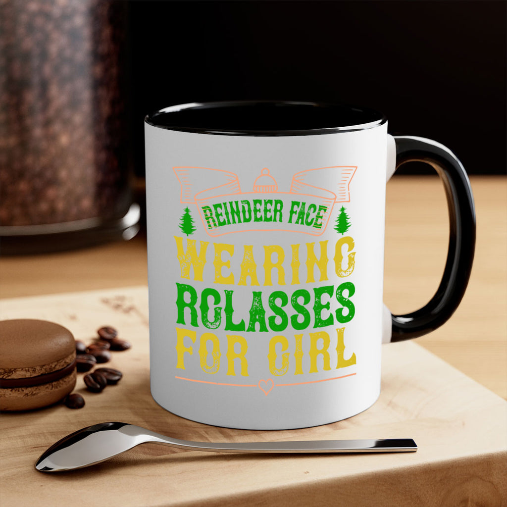 reindeer face wearing glasses for girl 368#- christmas-Mug / Coffee Cup