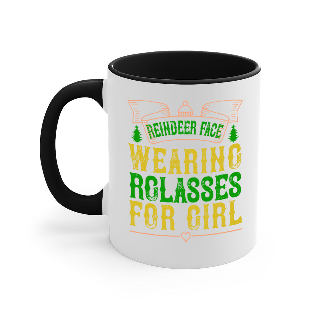 reindeer face wearing glasses for girl 368#- christmas-Mug / Coffee Cup