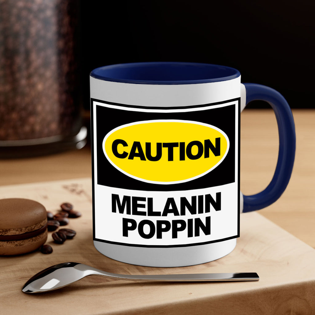 caution melanin poppin 188#- black words - phrases-Mug / Coffee Cup