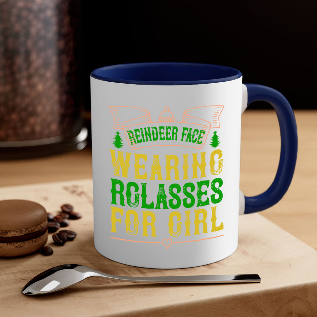 reindeer face wearing glasses for girl 368#- christmas-Mug / Coffee Cup