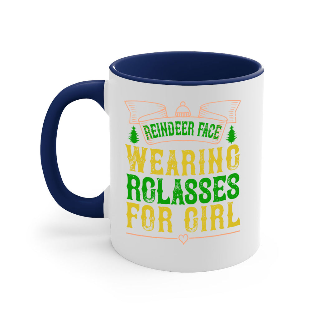 reindeer face wearing glasses for girl 368#- christmas-Mug / Coffee Cup