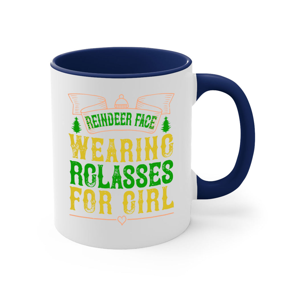 reindeer face wearing glasses for girl 368#- christmas-Mug / Coffee Cup