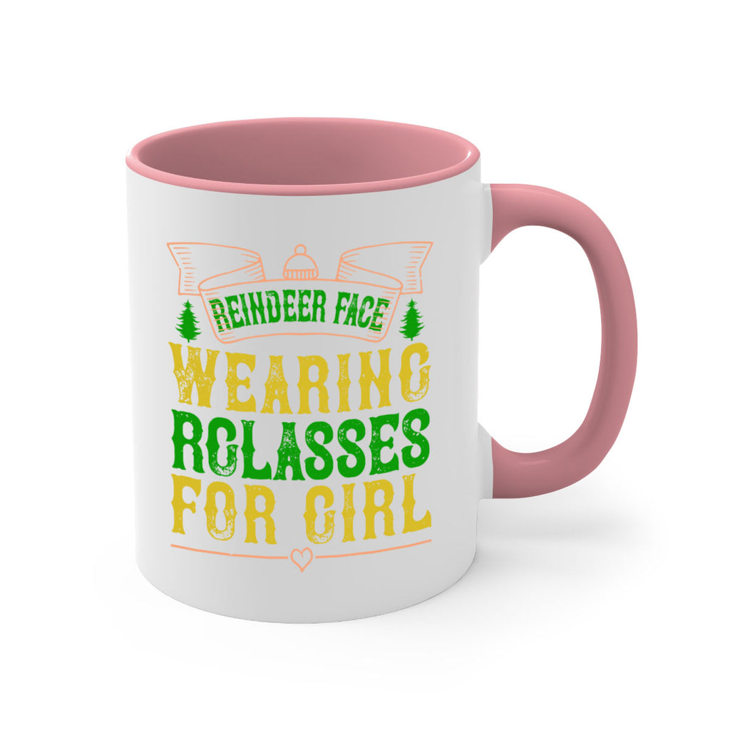 reindeer face wearing glasses for girl 368#- christmas-Mug / Coffee Cup