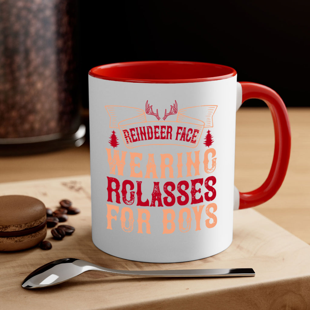 reindeer face wearing glasses for boys 370#- christmas-Mug / Coffee Cup