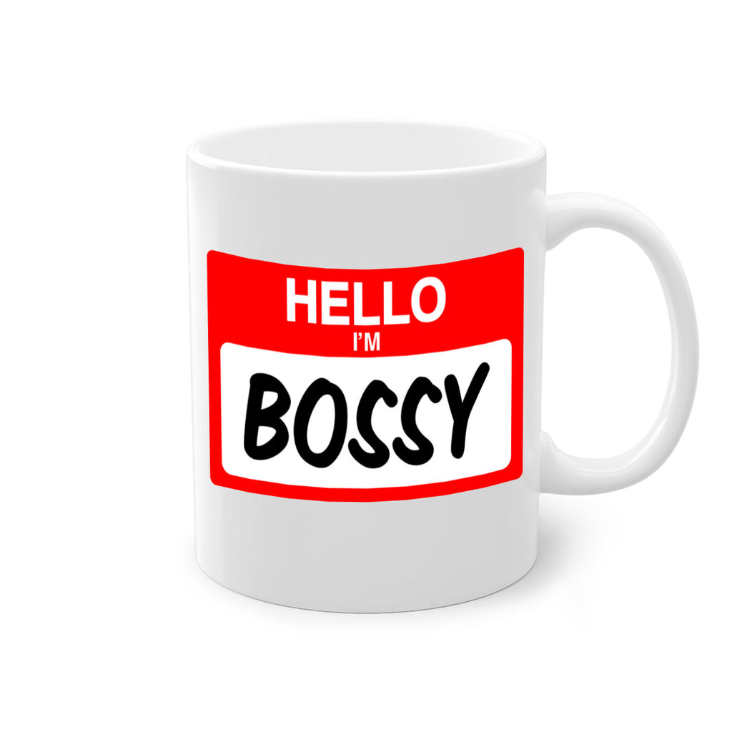 hello im bossy 132#- black words - phrases-Mug / Coffee Cup