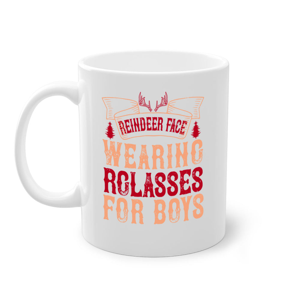 reindeer face wearing glasses for boys 370#- christmas-Mug / Coffee Cup