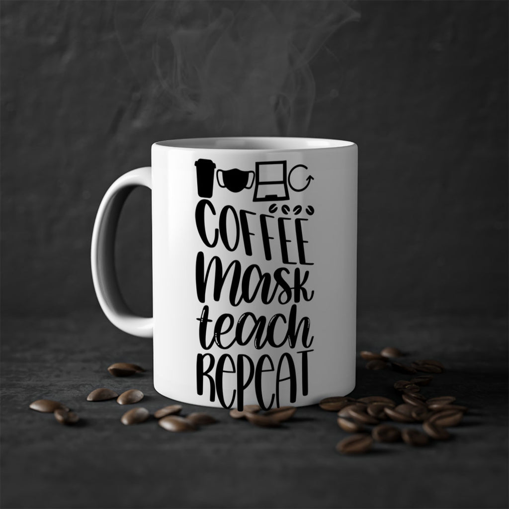 Coffee Mask Teach Repeat Style 84#- teacher-Mug / Coffee Cup