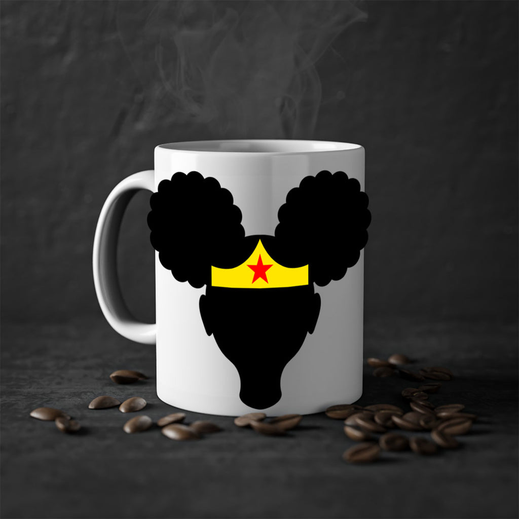 afro puffs girl wonder woman 78#- Black women - Girls-Mug / Coffee Cup
