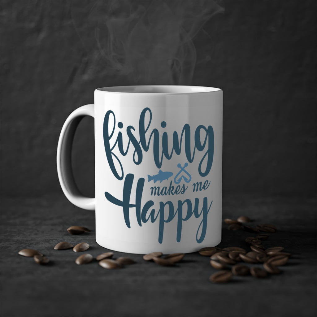 fishing makes me happy 136#- fishing-Mug / Coffee Cup