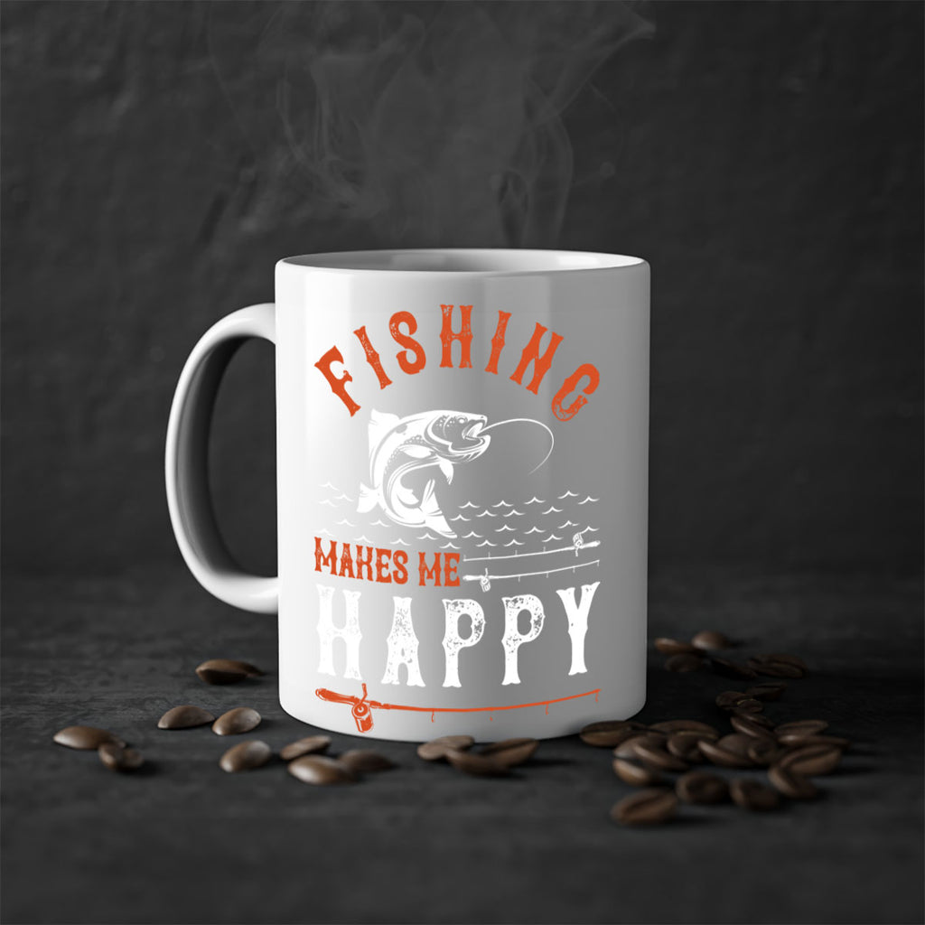 fishing makes me happy 268#- fishing-Mug / Coffee Cup