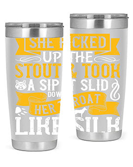 She picked up the stout and took a sip It slid down her throat like silk Style 25#- dog- Tumbler