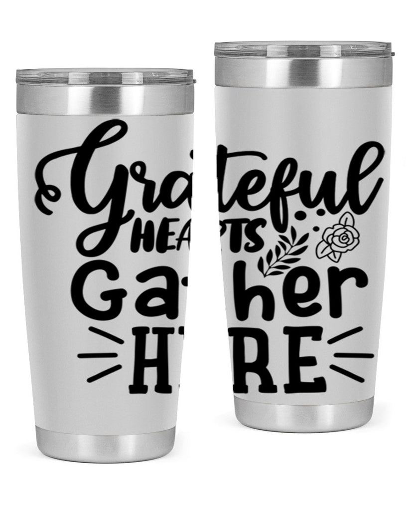 grateful hearts gather here 58#- thanksgiving- Tumbler