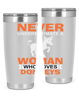 never underestimate a woman who loves donkeys Style 1#- donkey- Tumbler