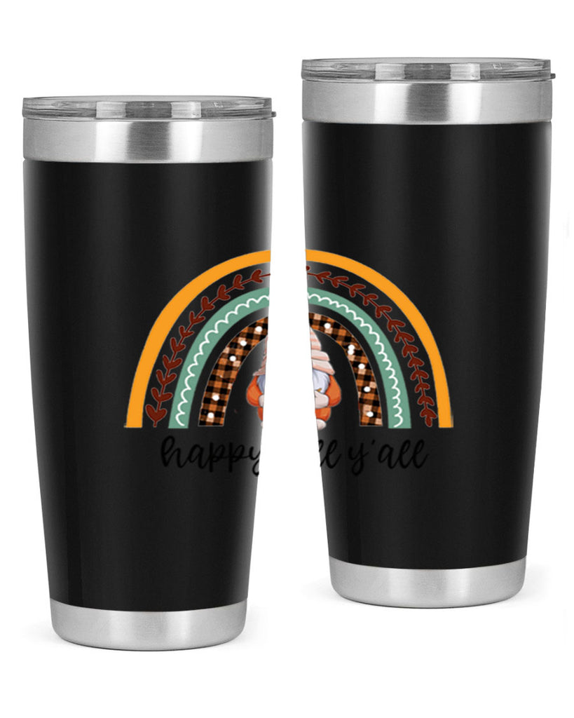 HappyFallYallGnomeRainbow 255#- fall- Tumbler