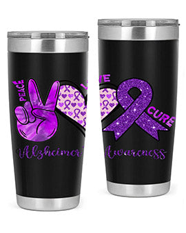Peace Love Cure Alzheimer Awareness 205#- alzheimers- Tumbler