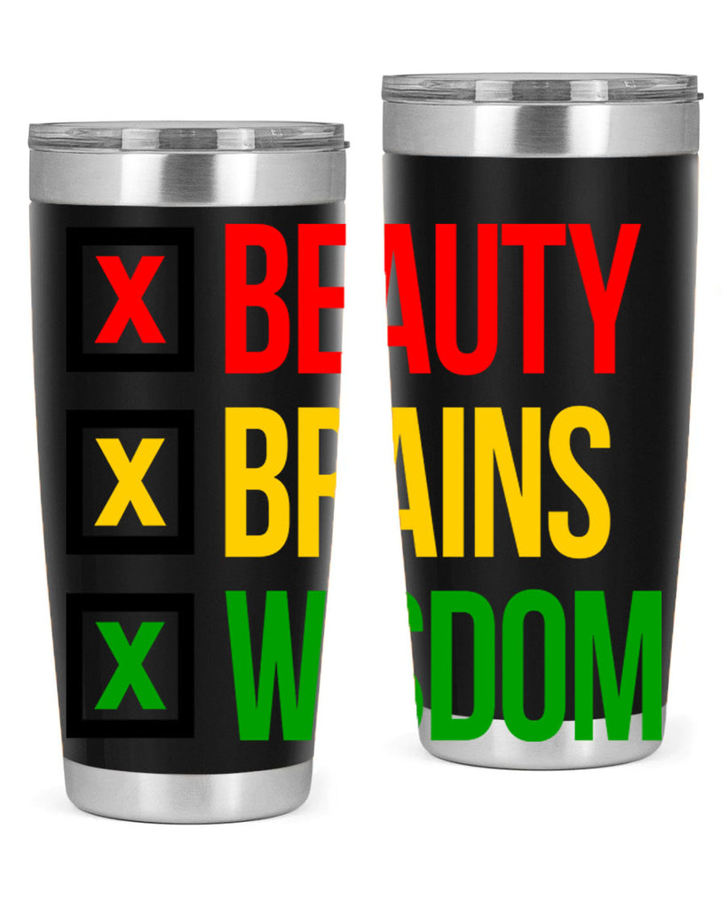 beauty brains wisdom 262#- black words phrases- Cotton Tank