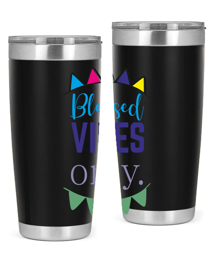 blessd vibes only- black words phrases- Cotton Tank