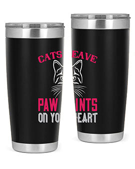cats leave paw prints on your heart Style 39#- cat- Tumbler