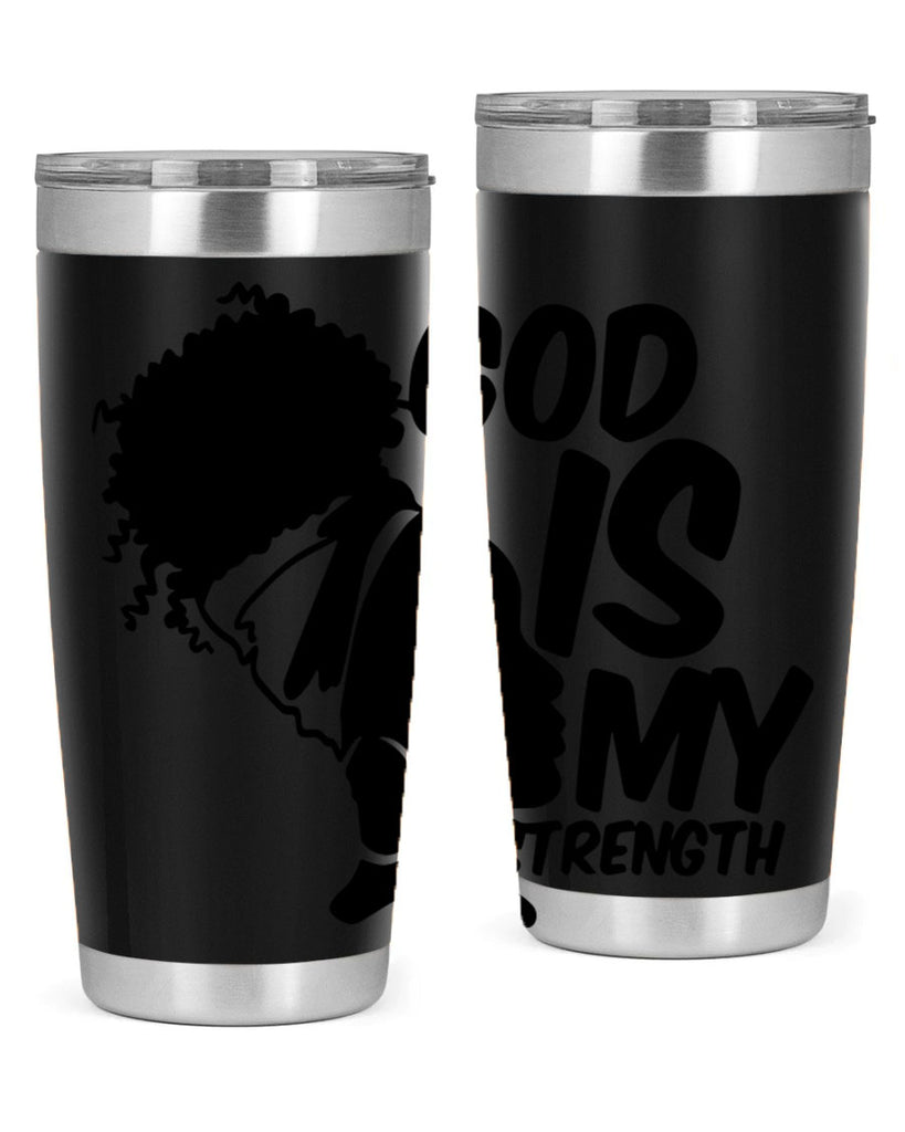 god is my strength- black words phrases- Cotton Tank