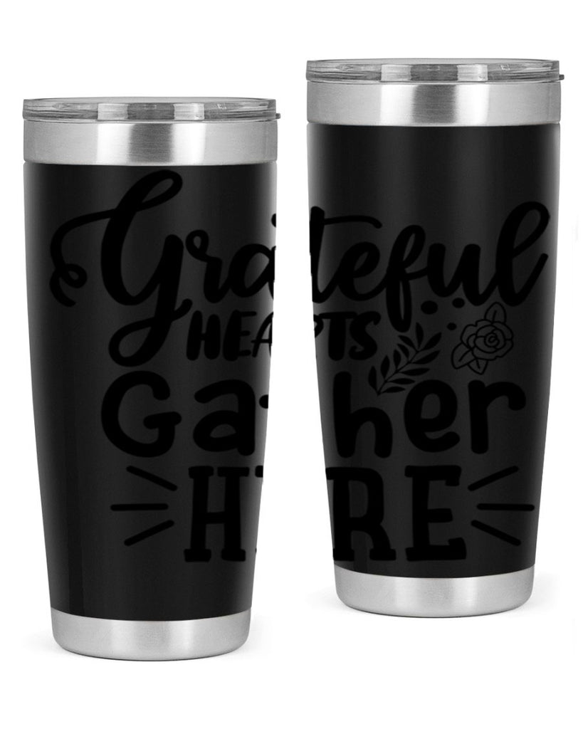 grateful hearts gather here 58#- thanksgiving- Tumbler