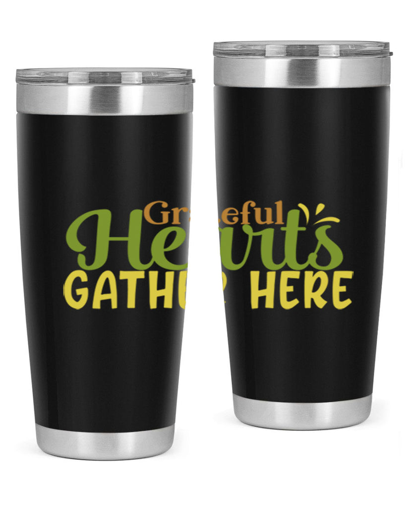 grateful hearts gather here 59#- thanksgiving- Tumbler
