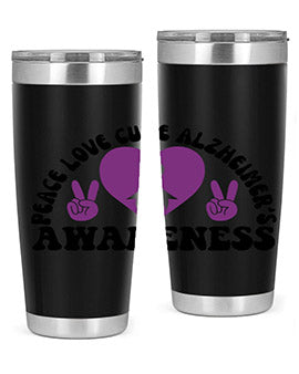 peace love cure alzheimer s awareness 206#- alzheimers- Tumbler