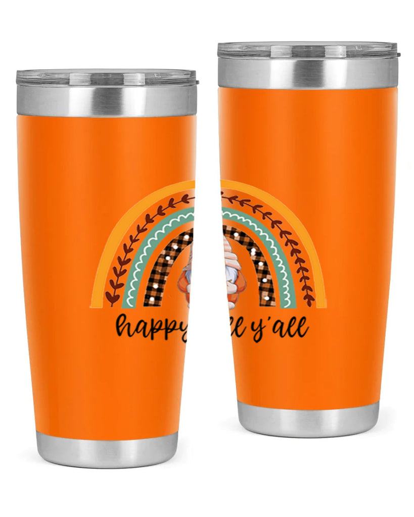 HappyFallYallGnomeRainbow 255#- fall- Tumbler