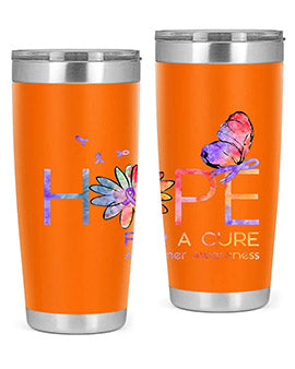 Hope For A Cure Alzheimer Awareness Flower 162#- alzheimers- Tumbler
