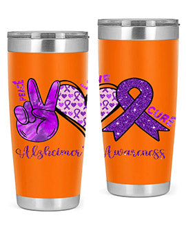 Peace Love Cure Alzheimer Awareness 205#- alzheimers- Tumbler