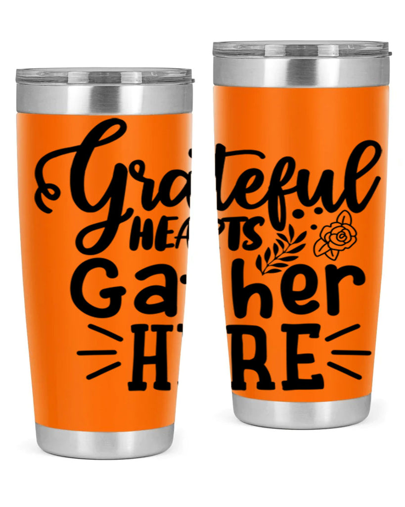 grateful hearts gather here 58#- thanksgiving- Tumbler
