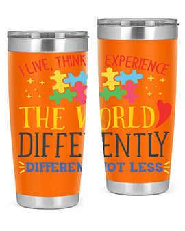i live think experience the world differently different not less Style 20#- autism- Tumbler