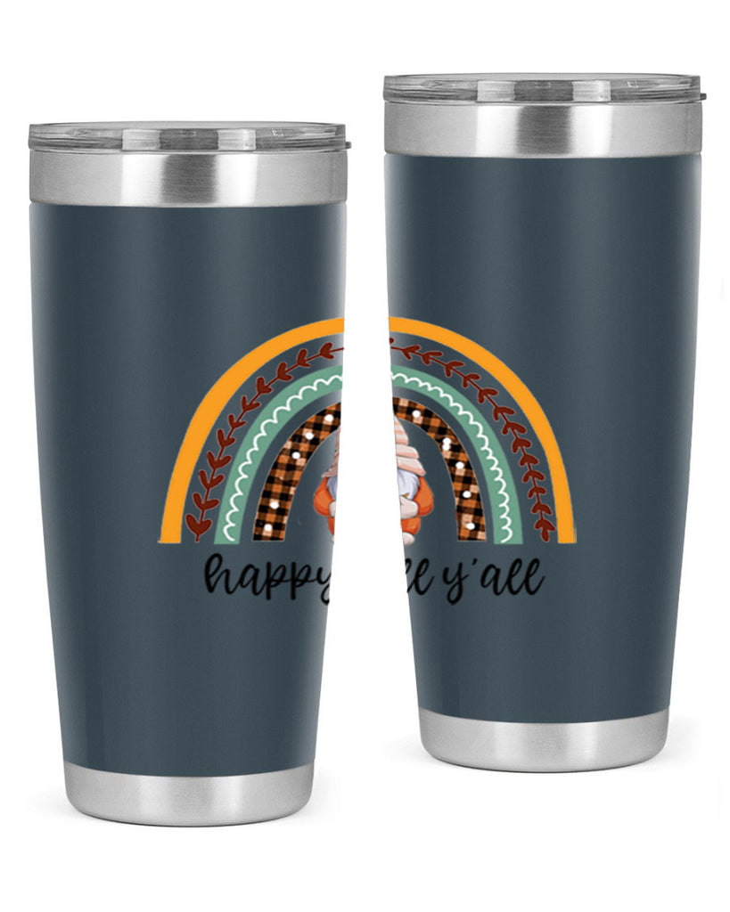 HappyFallYallGnomeRainbow 255#- fall- Tumbler