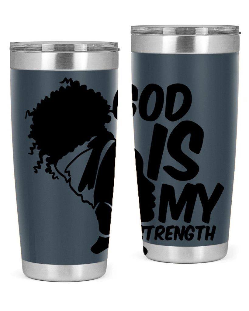 god is my strength- black words phrases- Cotton Tank