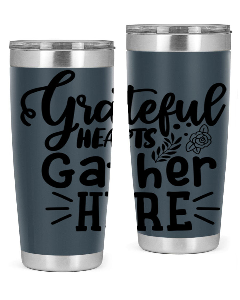 grateful hearts gather here 58#- thanksgiving- Tumbler