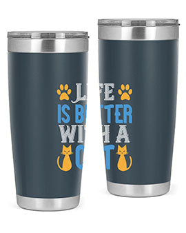life is better with cat Style 64#- cat- Tumbler