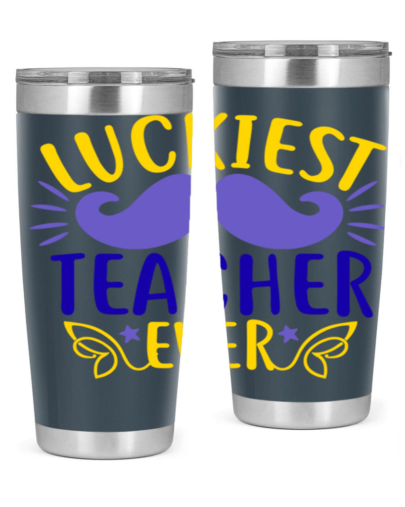 luckiest teacher ever 12#- mardi gras- Tumbler