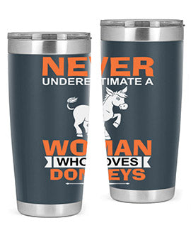 never underestimate a woman who loves donkeys Style 1#- donkey- Tumbler