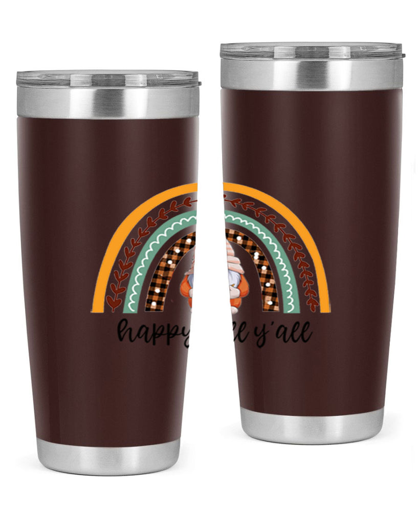 HappyFallYallGnomeRainbow 255#- fall- Tumbler