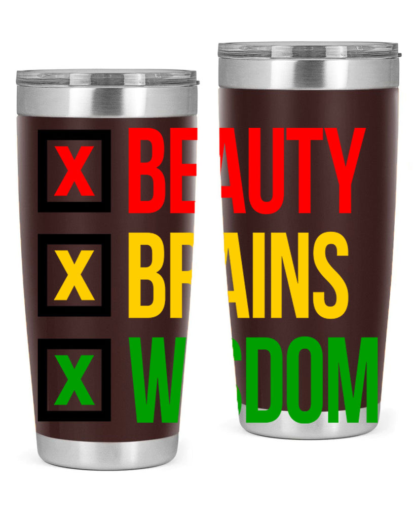 beauty brains wisdom 262#- black words phrases- Cotton Tank