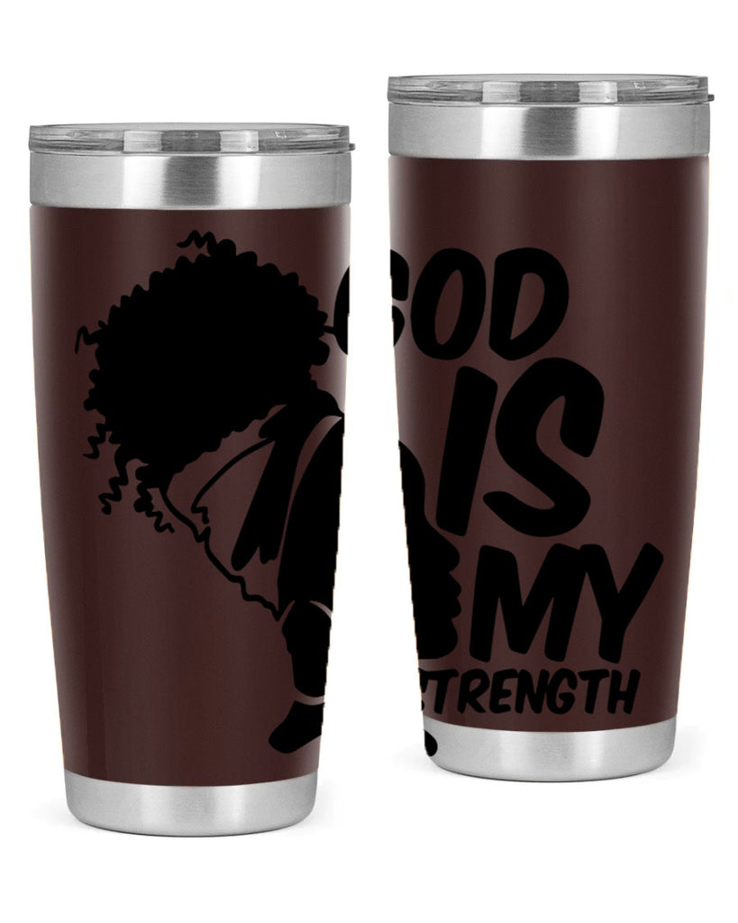 god is my strength- black words phrases- Cotton Tank