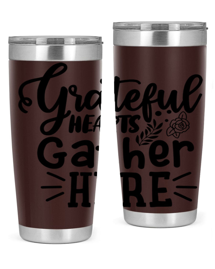 grateful hearts gather here 58#- thanksgiving- Tumbler