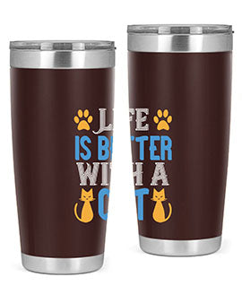 life is better with cat Style 64#- cat- Tumbler