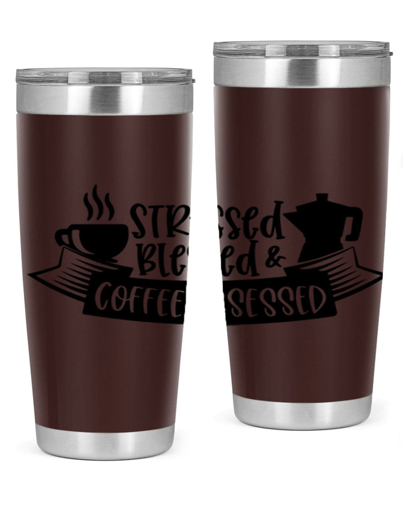 stressed blessed coffee obsessed 27#- coffee- Tumbler