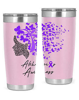 Alzheimers Awareness Shirt Alzheimers Purple Butterflies 24#- alzheimers- Tumbler