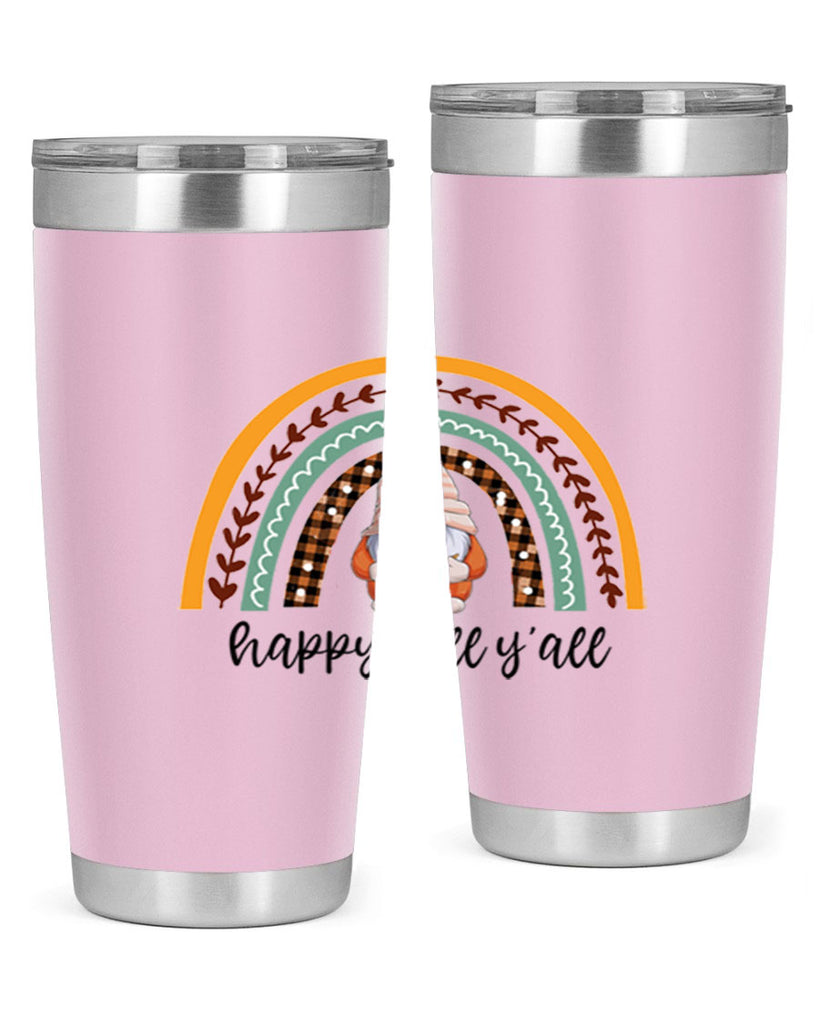 HappyFallYallGnomeRainbow 255#- fall- Tumbler